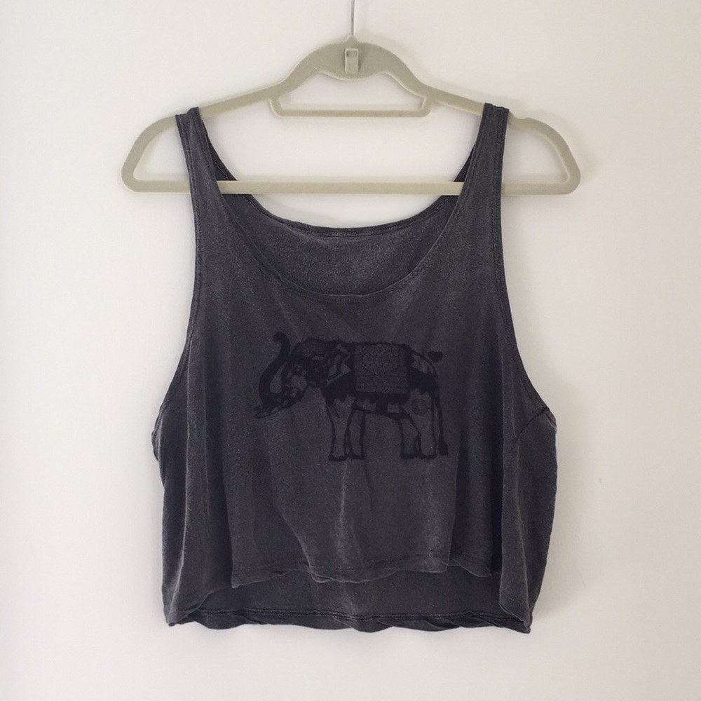 Brandy Melville Style Embroidered Elephant Crop